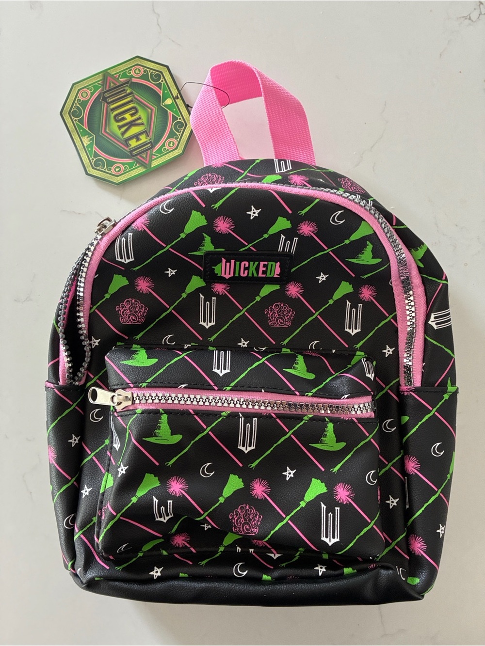 NWT Wicked The Movie Mini Backpack Glinda Elphaba Pink Green Black Faux Leather